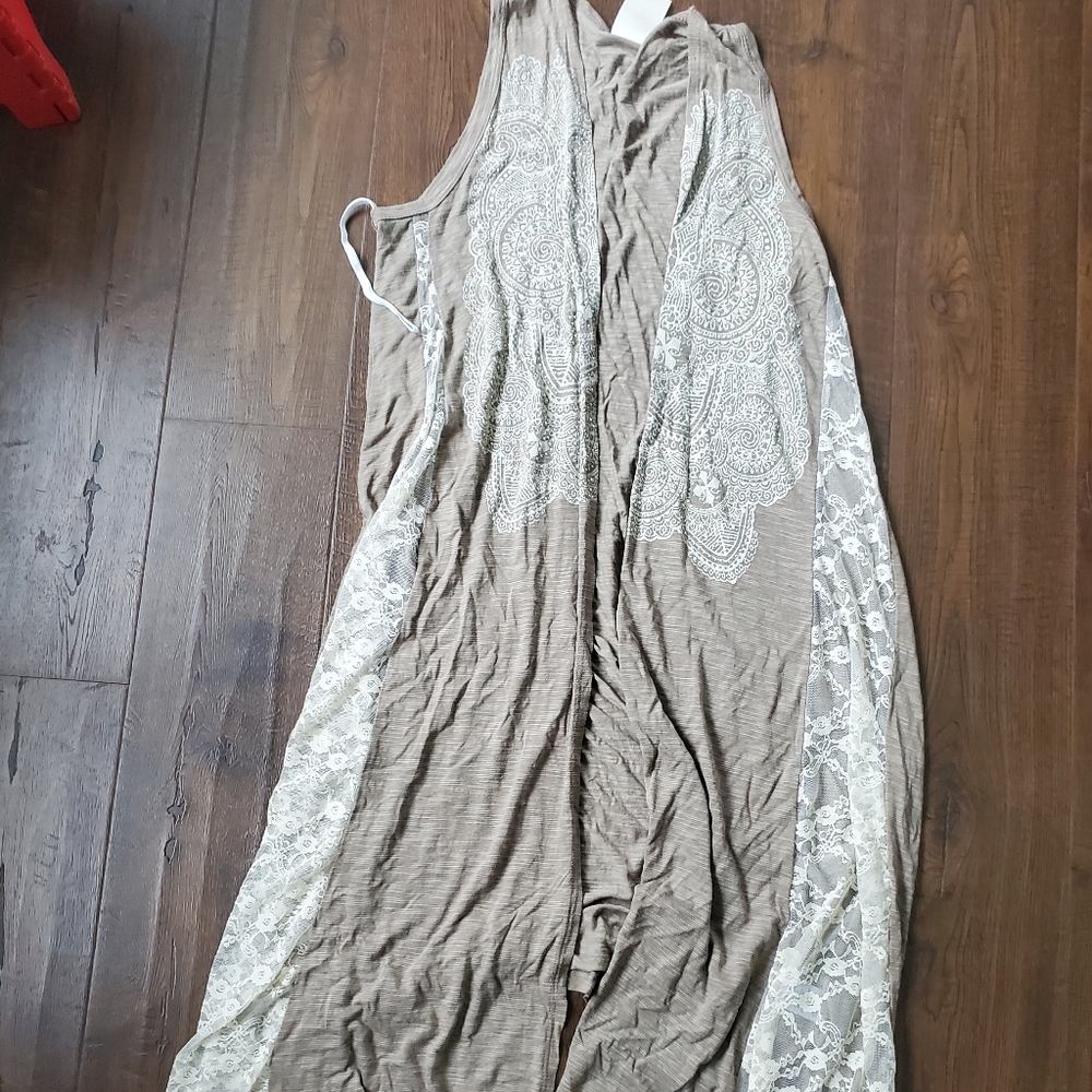 Be‎ Vocal Long Vest Duster Cardigan Small Lace